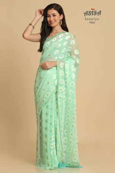 Kesariya By Asisa Fancy Chiffon Brasso Saree Collection